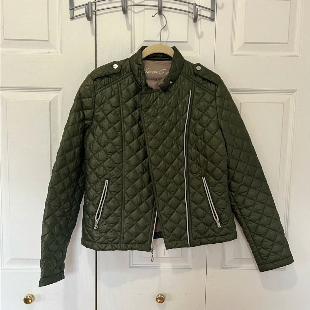 Kenneth Cole quilted green jacket - thin puffer